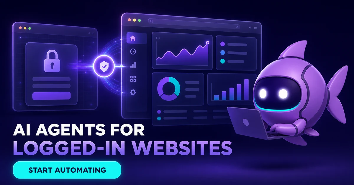 Gobii AI agent moving securely from a website login to an authenticated dashboard