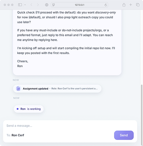 Chat with your persistent agents - right in the browser