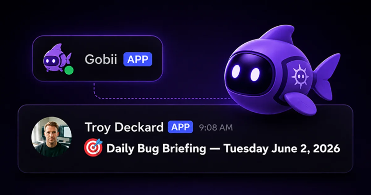 A persistent Gobii AI agent posting a daily bug briefing inside a Discord channel
