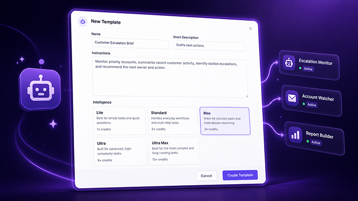 Gobii Team Template Editor for creating and updating agent templates