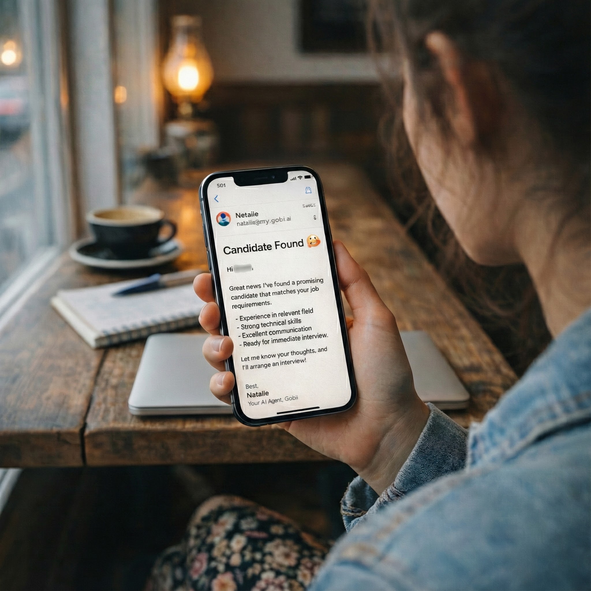 Gobii AI agent sending a Candidate Found notification to your phone